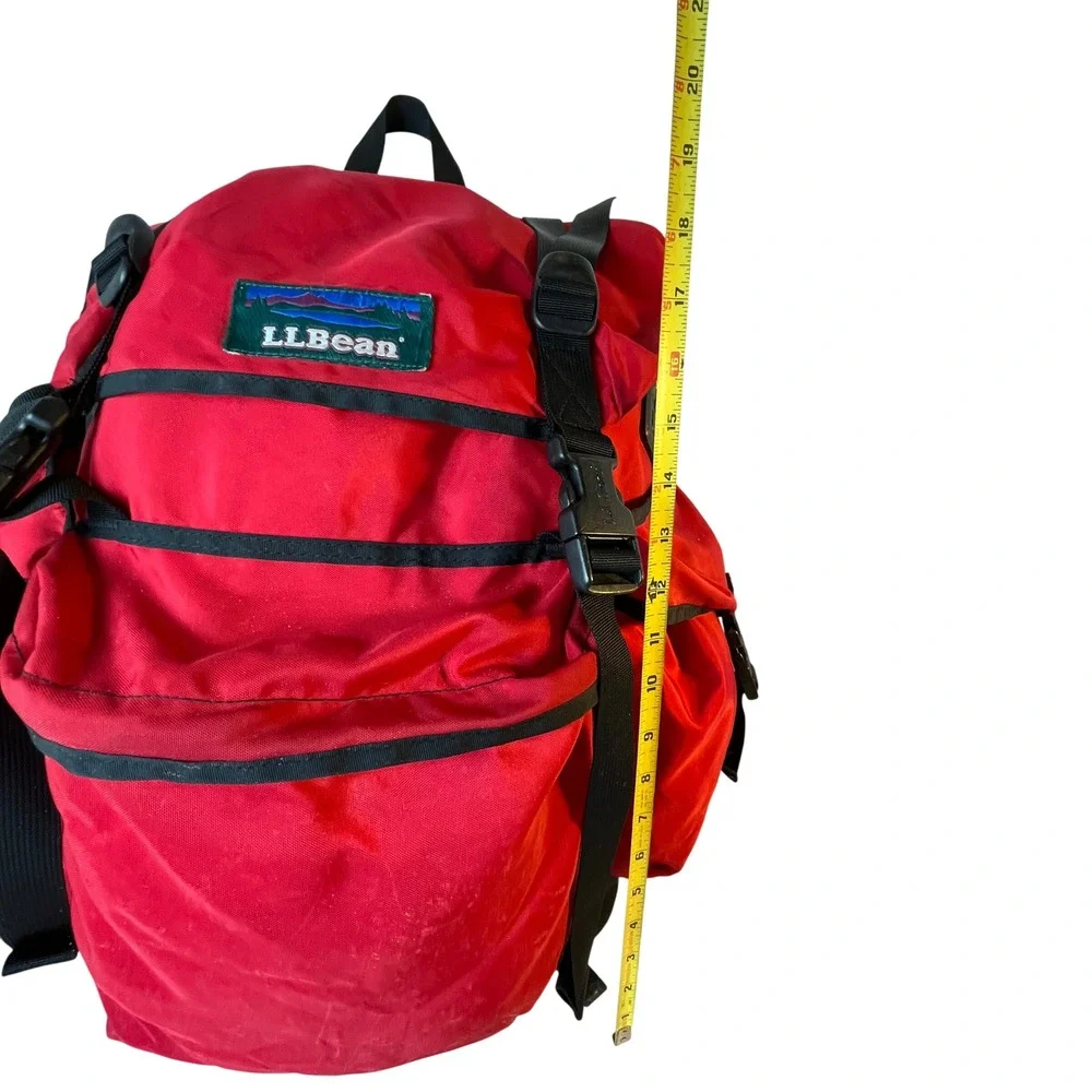 Vintage LL Bean Continental Rucksack Hiking Backpack Red Black Pack